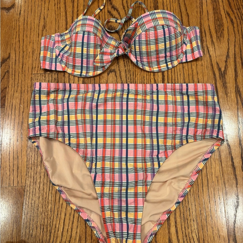 J. Crew Multicolor Plaid Bikini